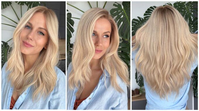 Blonde hair wig ROMEE STRIJD mid length grid