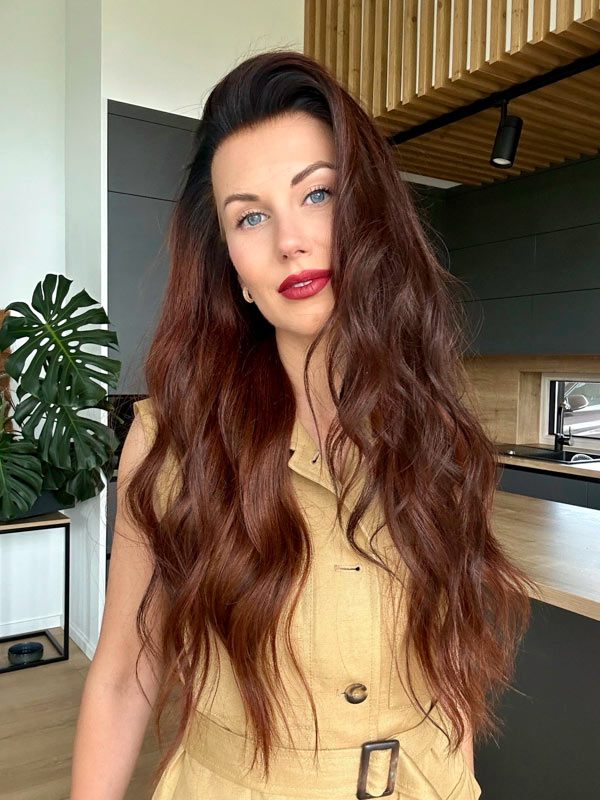 Burgundy wig DUA LIPA long 4