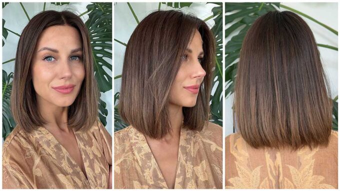 Dark brown wig in color “OLIVIA RODRIGO” (long bob)