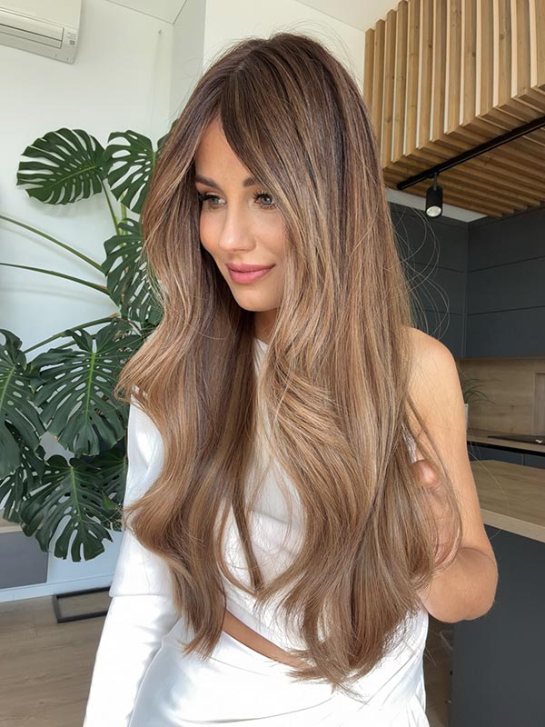 Natural looking lace front wig in color "SOFIA VERGARA" (extremely long)
