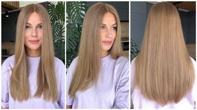 Virgin light blond baby fine hair wig long