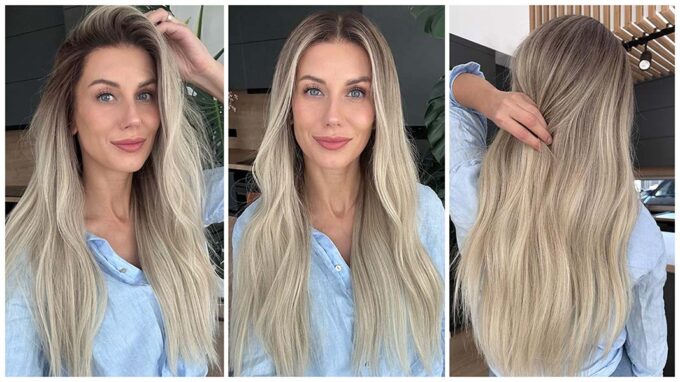 ash blonde wig CIARA long grid