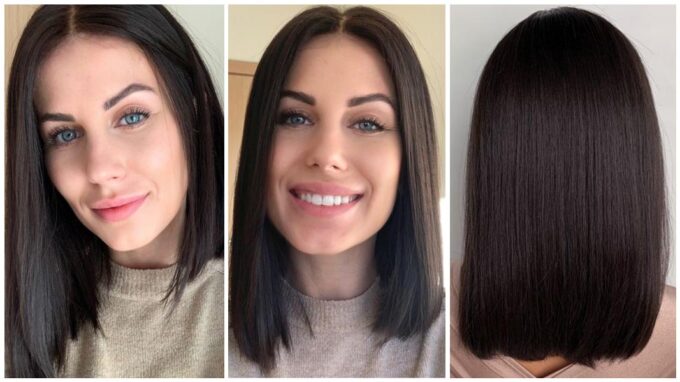 Natural hair wig in color "CARDI B" (long bob)