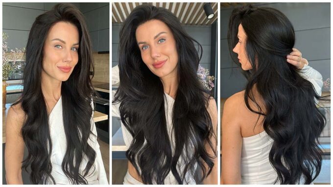 Long black wig in color "CARDI B" (extremely long)