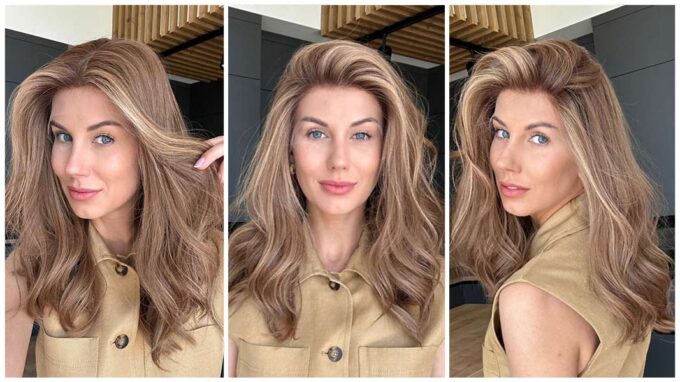 Wheat blonde wig MARGOT ROBBIE mid-length grid