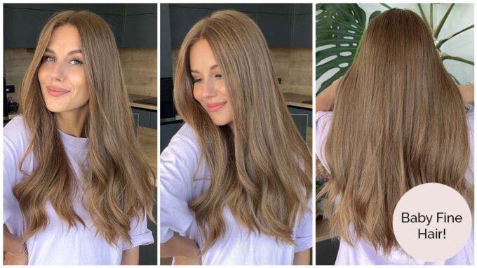virgin wheat blond baby fine hair long grid