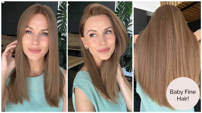 (LIMITED EDITION!) Virgin wheat blond baby-fine hair wig (mid-length)