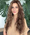 Wavy human hair wig in color "JENNIFER LOPEZ" (long)
