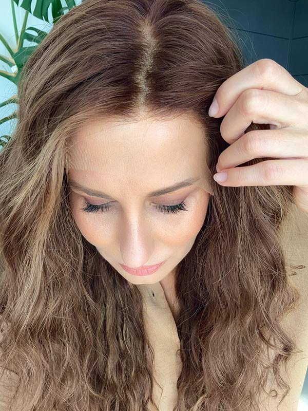 Wavy human hair wig in color "JENNIFER LOPEZ" (long)